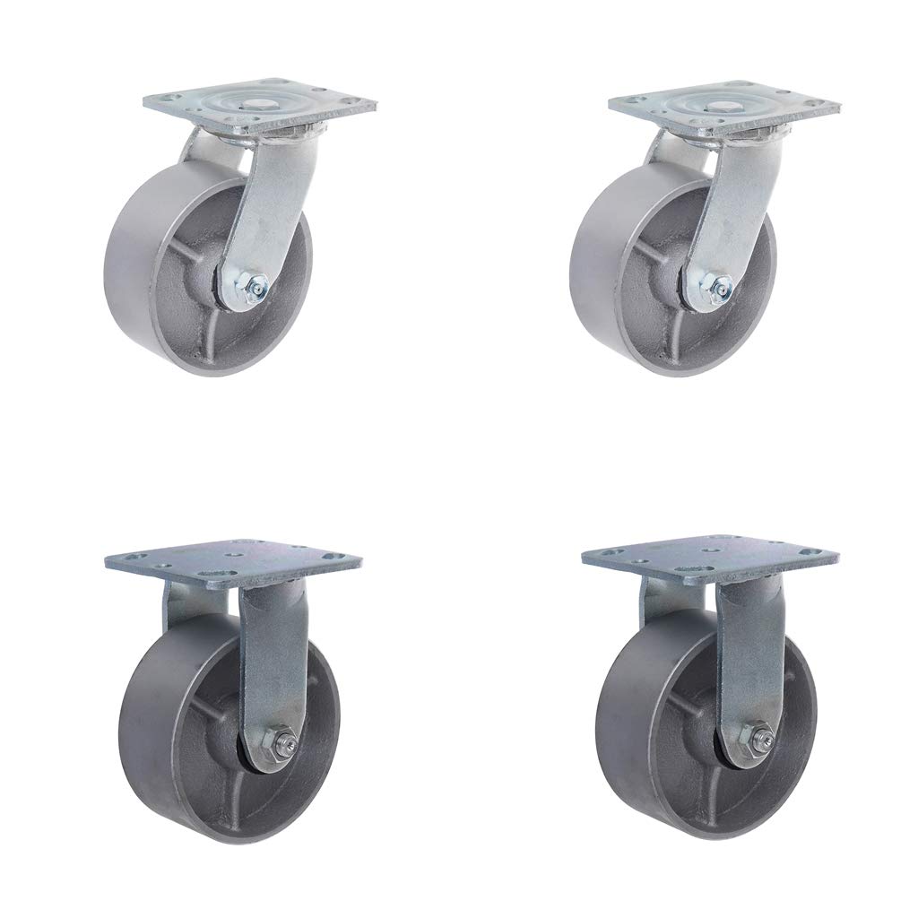 4" Swivel and Rigid Steel Cast Iron Wheel Set of 4 S494950
