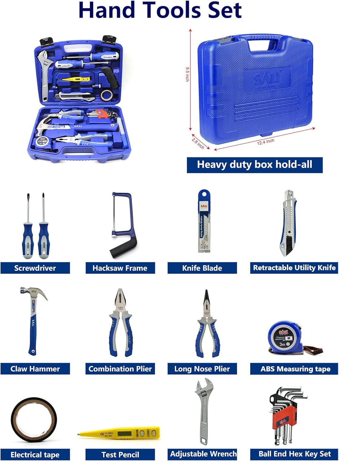 30pcs Hand Tool Set with Plastic Toolbox Storage Case J490590