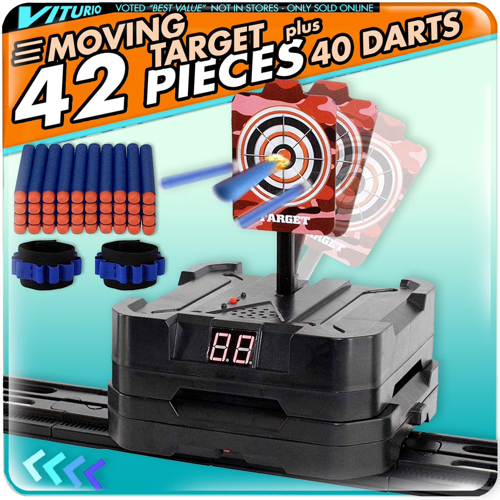 43pc Electronic Digital Moving Target with 40 Soft Darts 2 Wristbands X12776