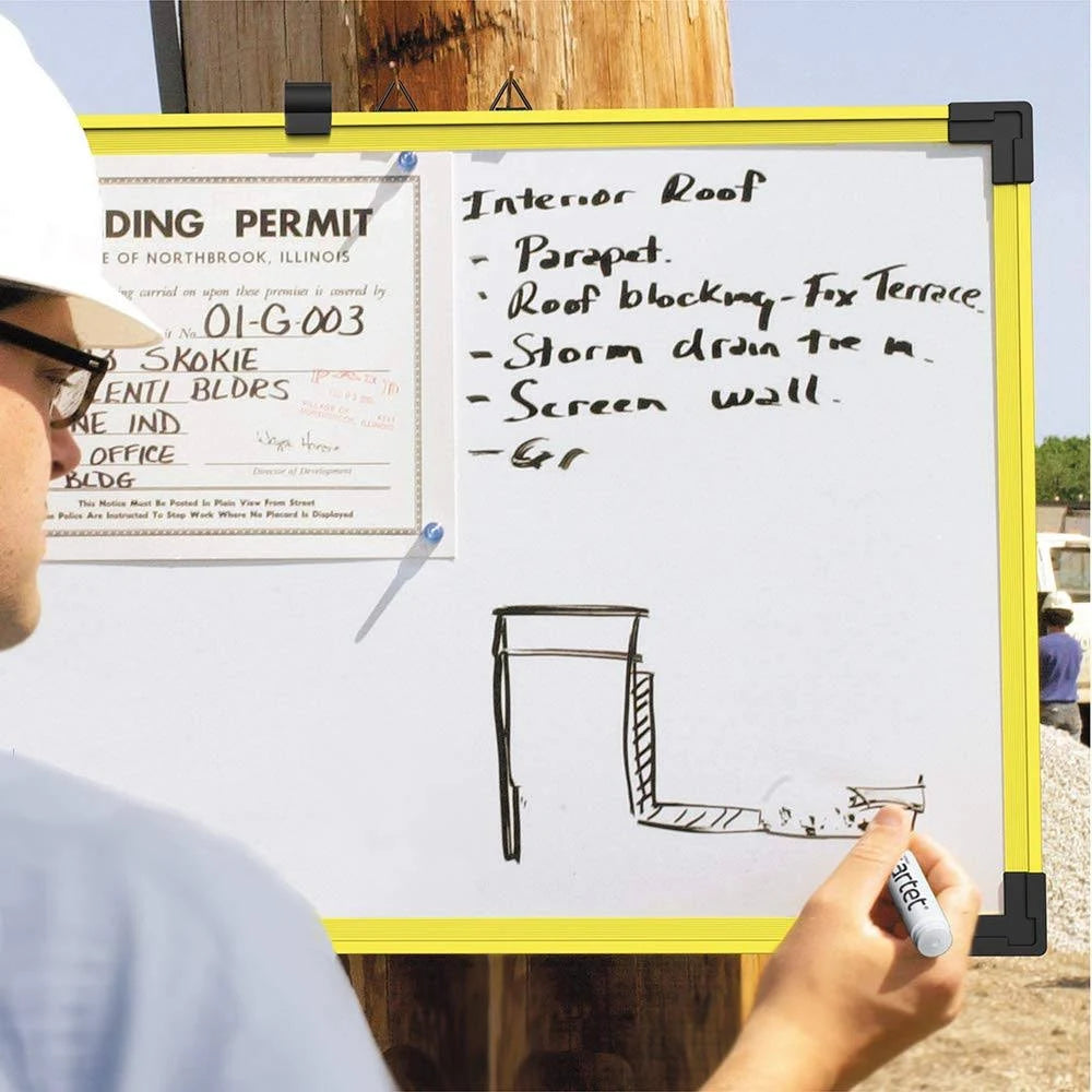 Whiteboard Wall Mountable 72.05 in x 48.03 in Magnetic Yellow Frame S233