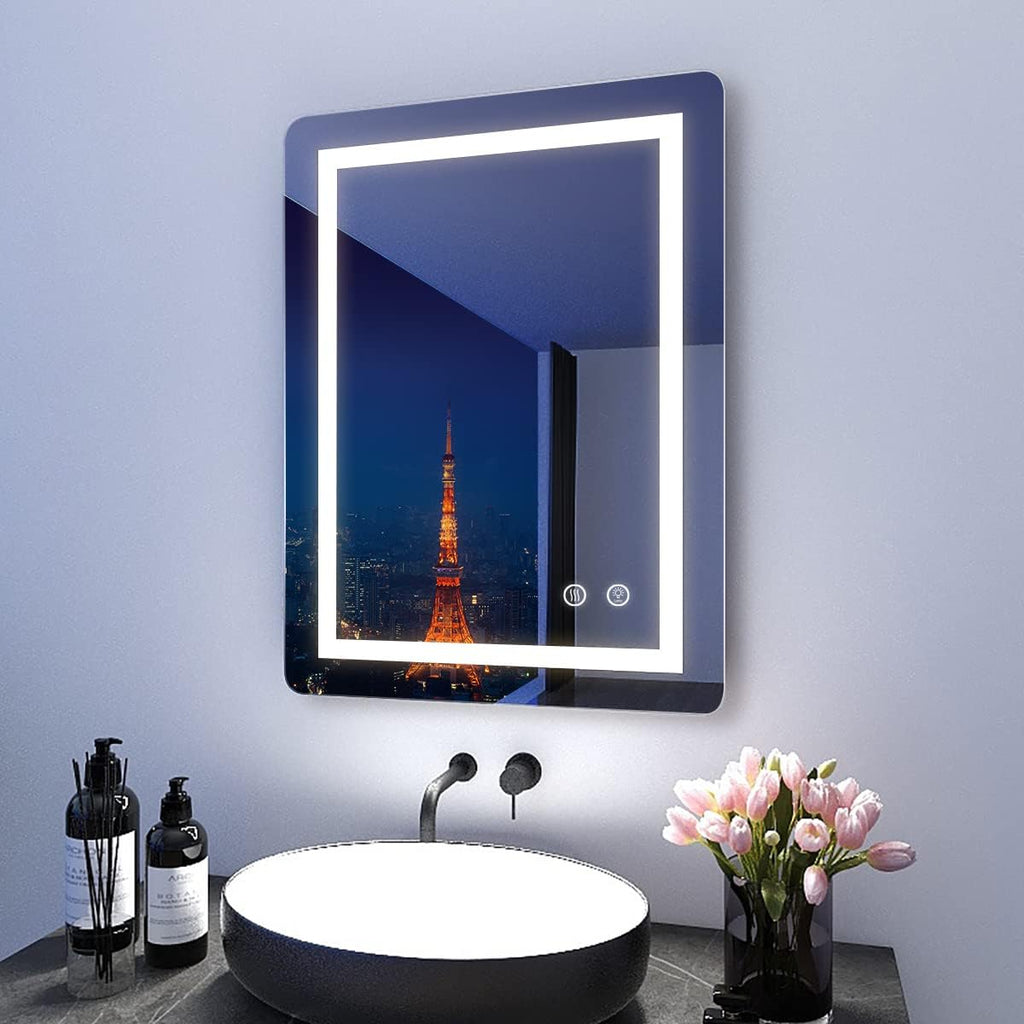 LED Mirror, 24x32 Inch Lighted Bathroom Mirror with Lights, Anti Fog, Dimmable, 3 Lighting Temperature Setting Q995007