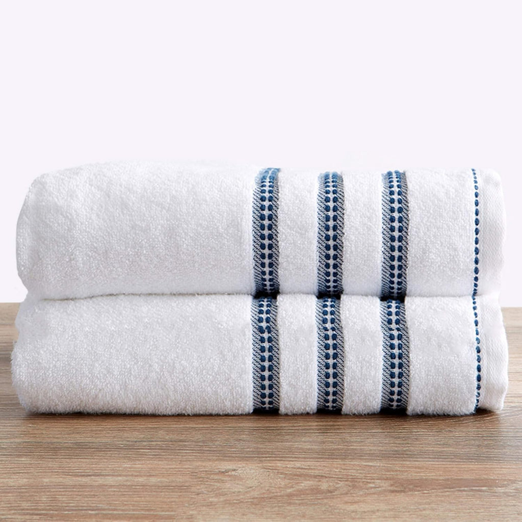 6 Piece Set White Tan Cotton Bath Towels R17687