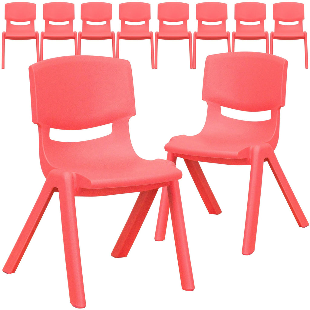 Red Plastic Stackable School Chair with 12 inch Seat Height X18780