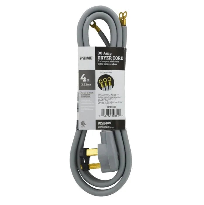 4 Feet 30 Amp 3-Wire Dryer Cord I487