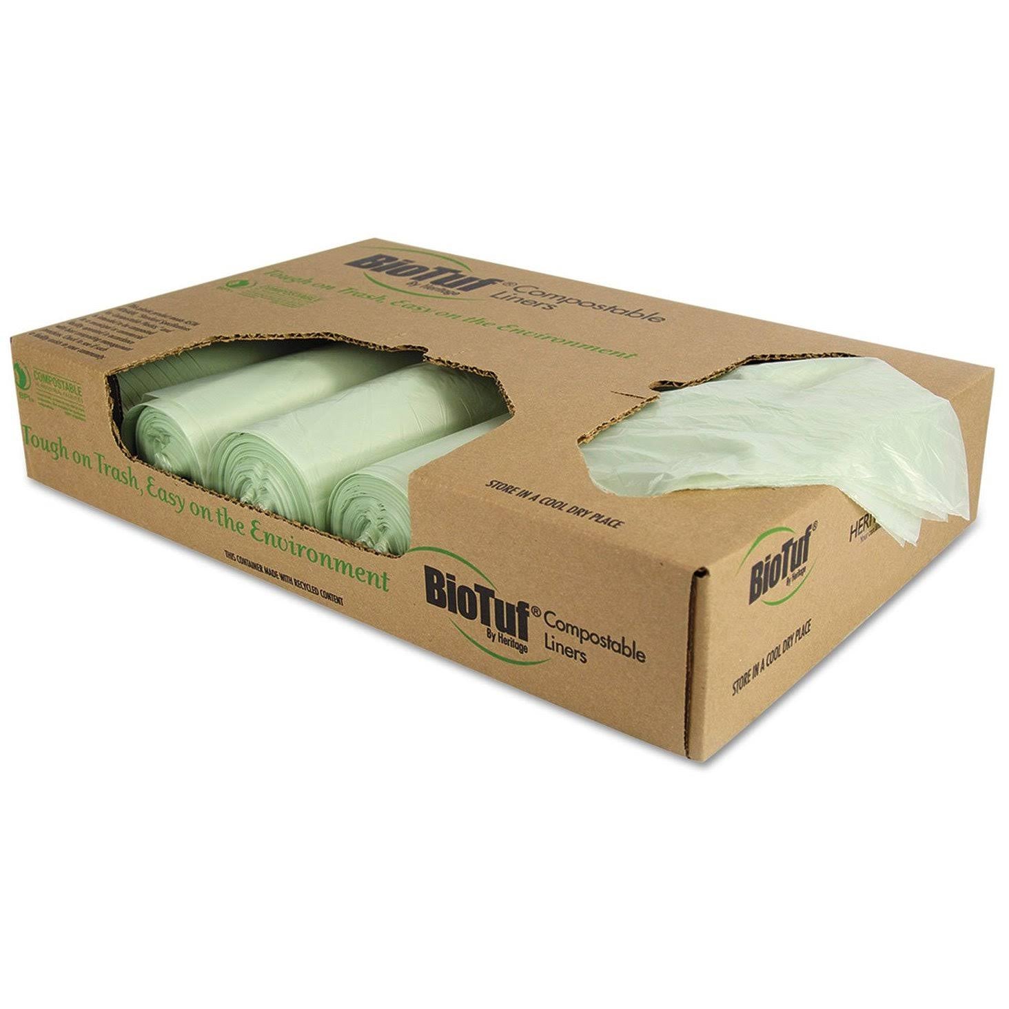Compostable Can Liners, 48 gal, 1 mil, 42 x 48, Green, 100/Carton R374