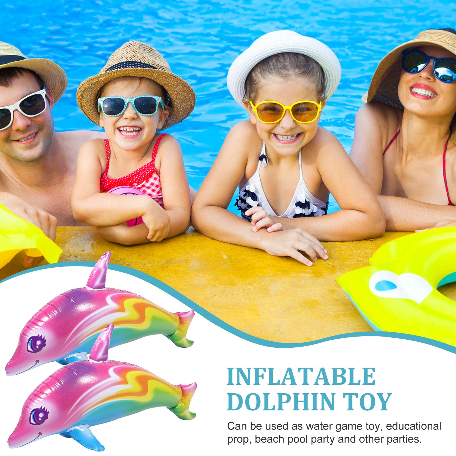 2 Pcs Inflatable Dolphin Pool Toys Pvc L369