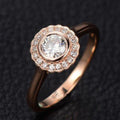 Half Carat Antique Design Halo Round Diamond Engagement Ring in 10k Rose Gold G348950