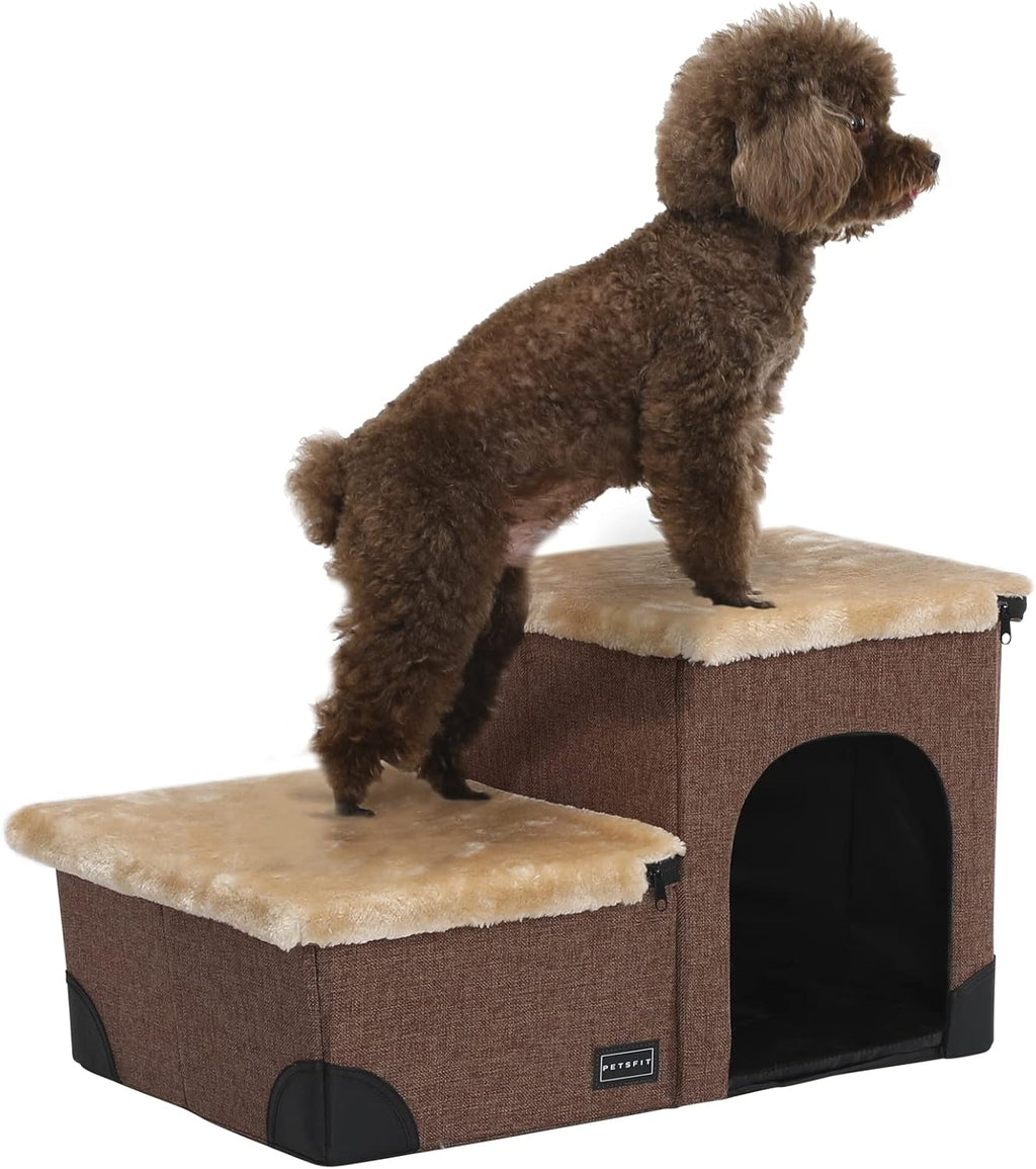 Gray Linen Foldable Pet Steps N57886