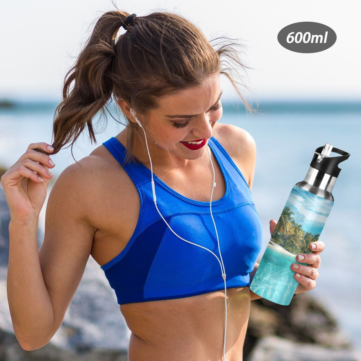 20 oz Insulated Stainless Steel Water Bottle with Straw Lid U468