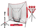 Red Baseball Softball Net with Strike Zone, 3 Training Balls, Tee Ball Caddy E643