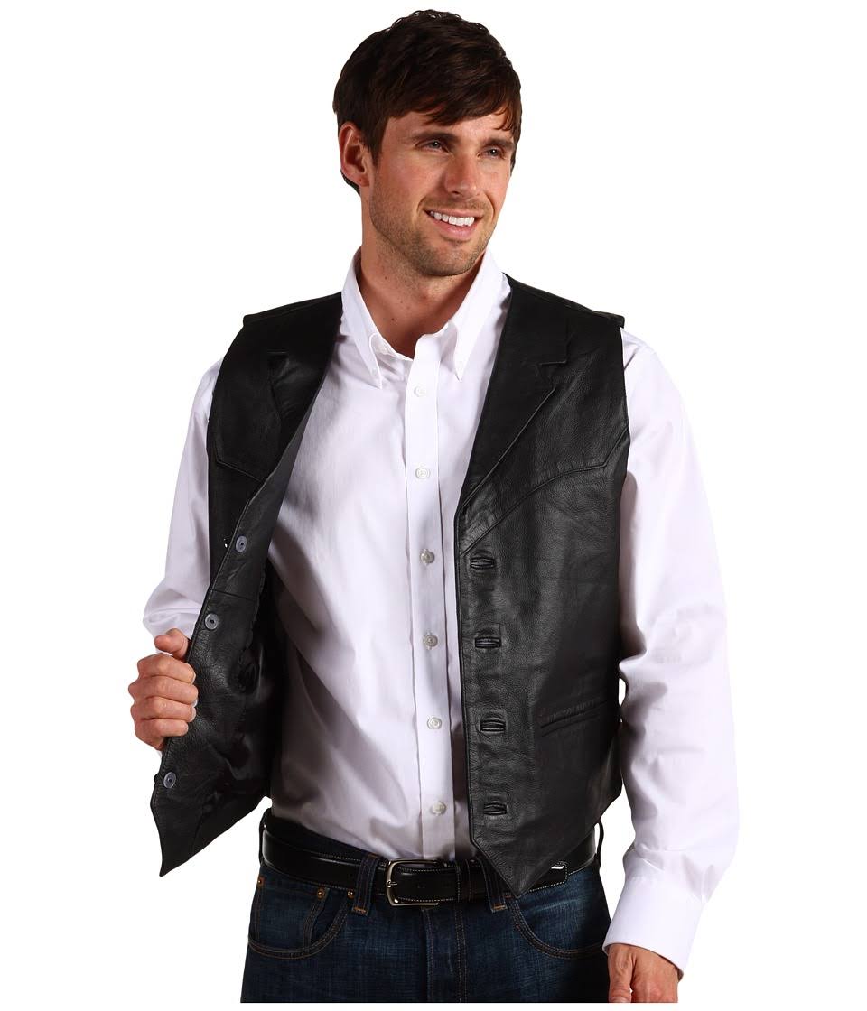 Black Leather Western Vest T7976