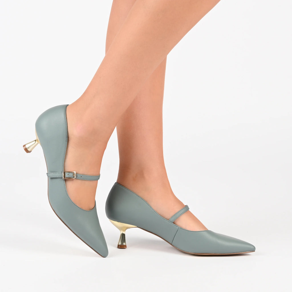 Pointed Toe Kitten Heel Mary Jane Pumps N146