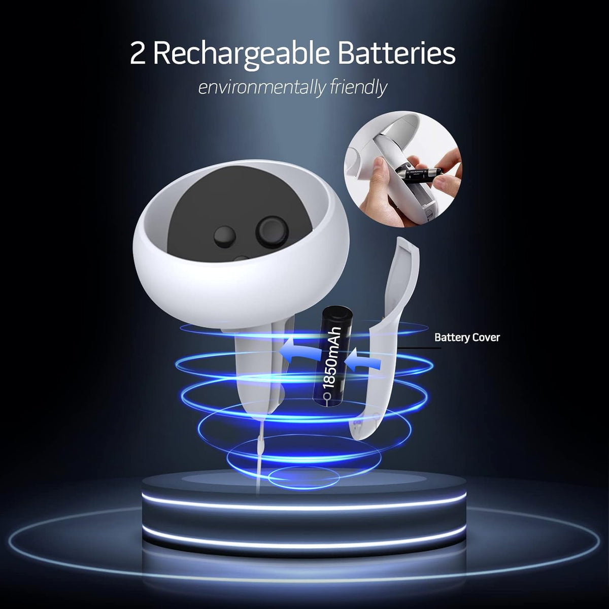 Charging Dock for Oculus Quest 2 Controllers with 2 Rechargeable Batteries and Type-C Charging Cable N477957
