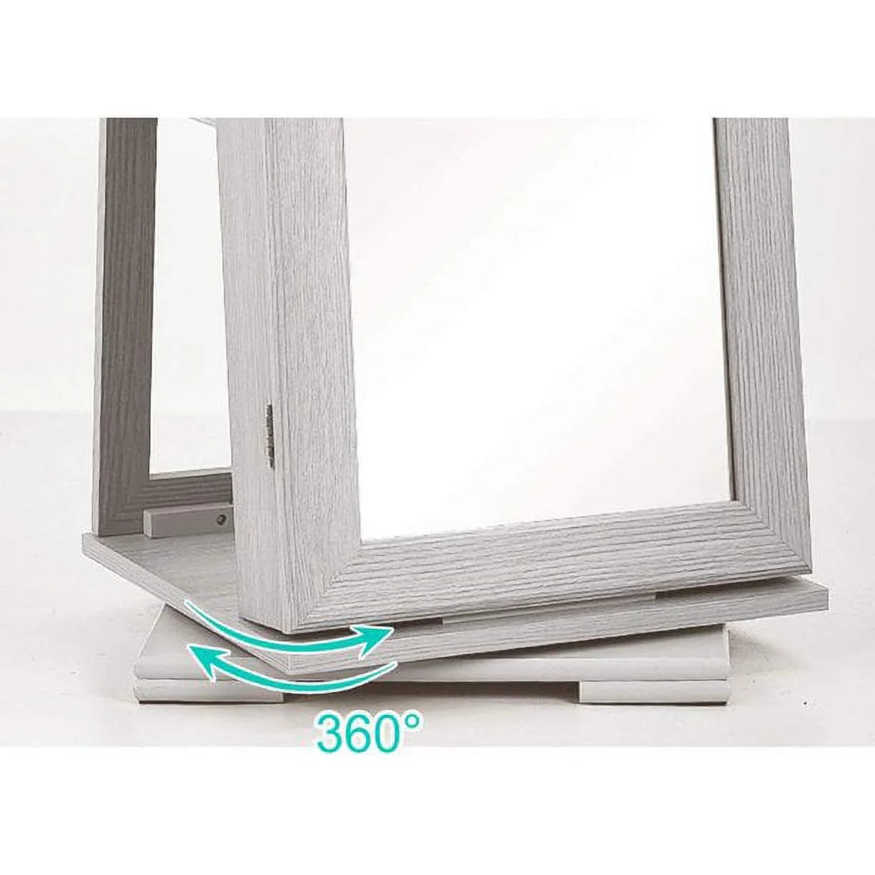 White Rotatable Jewelry Armoire with Full-length Mirror X82562