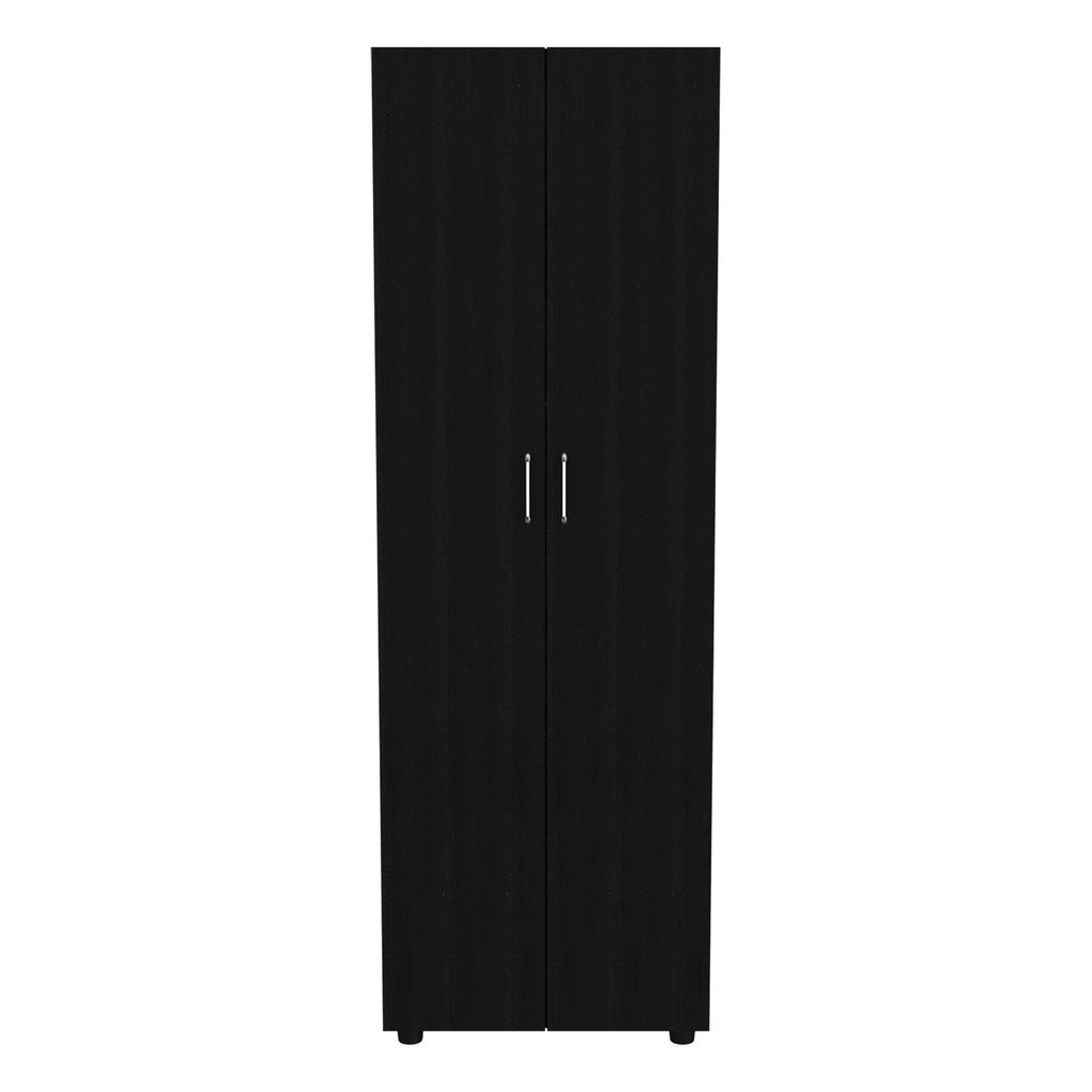 Black Two-Door Armoire with Two Internal Shelves and Rod F7533