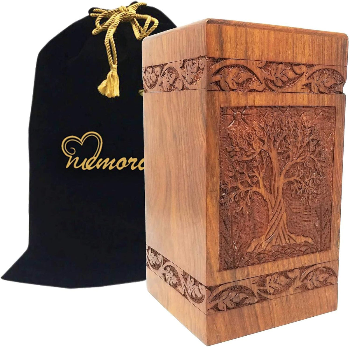 Solid Rosewood Cremation Urn with Hand-Carved Cross Design, Pack of 2 P365139