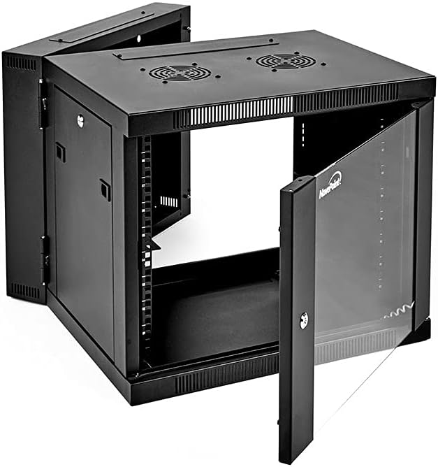 9U Wall-Mount Network Cabinet Enclosure with Hinged Back and Glass Front Door D5767