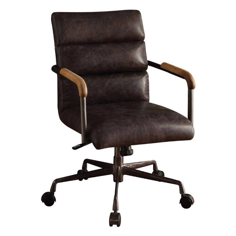 Leather Swivel Office Chair in Antique Ebony Y631