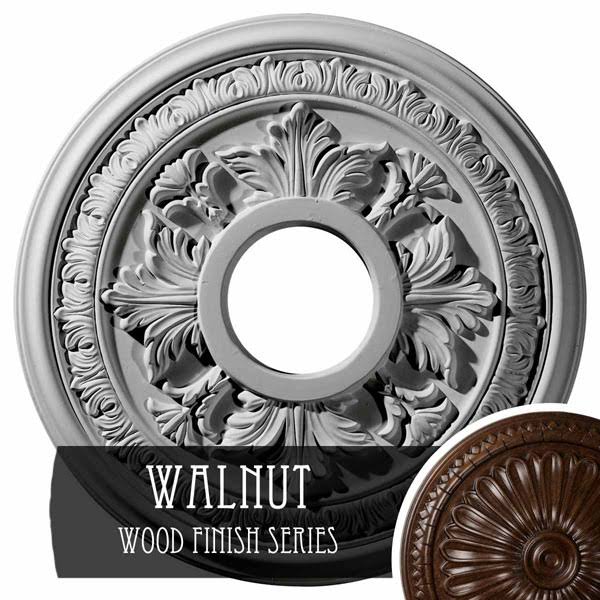 15 3/8x22OD x 4 1/4x22ID x 1 1/2x22P Hand-Painted Walnut Ceiling Medallion Z231187