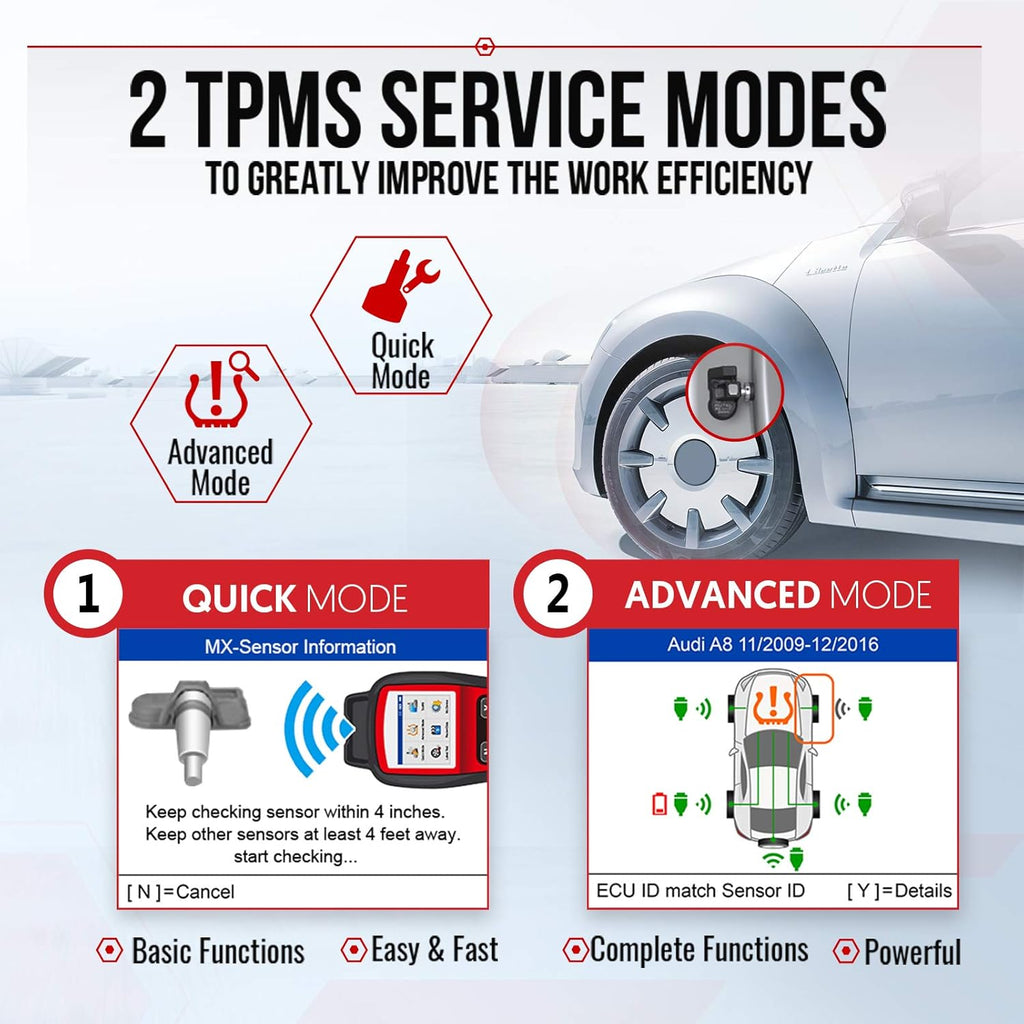 TPMS Relearn Tool with 2 Modes, MX-Sensor Activation/Relearn/Reset W372209