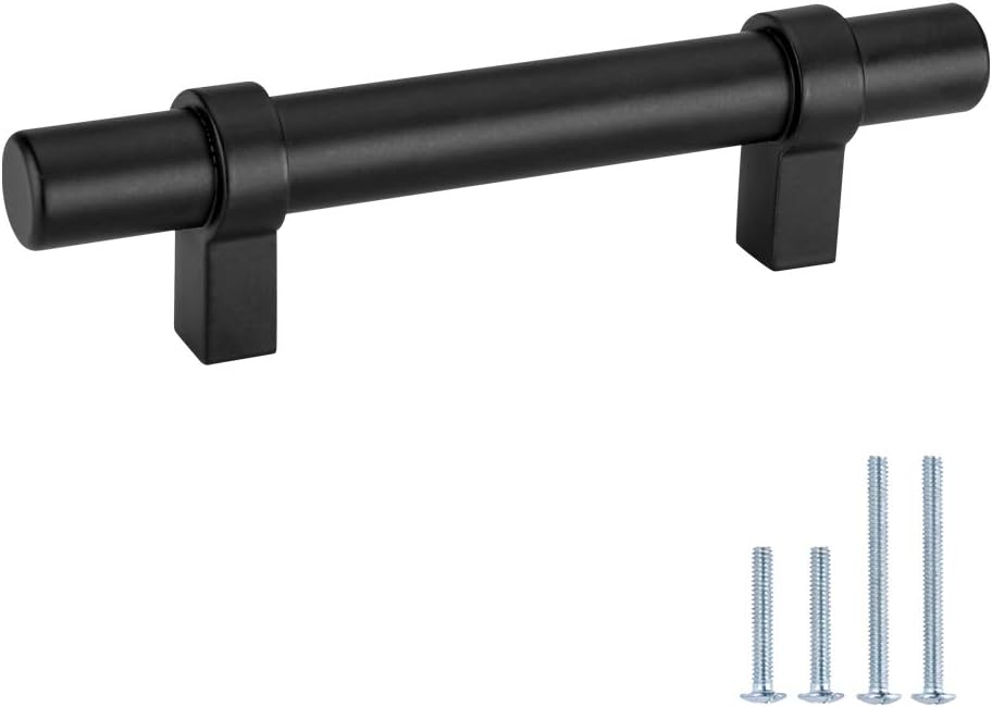 Black 3in Hole Center Solid Cabinet Pulls 10 Pack L876244