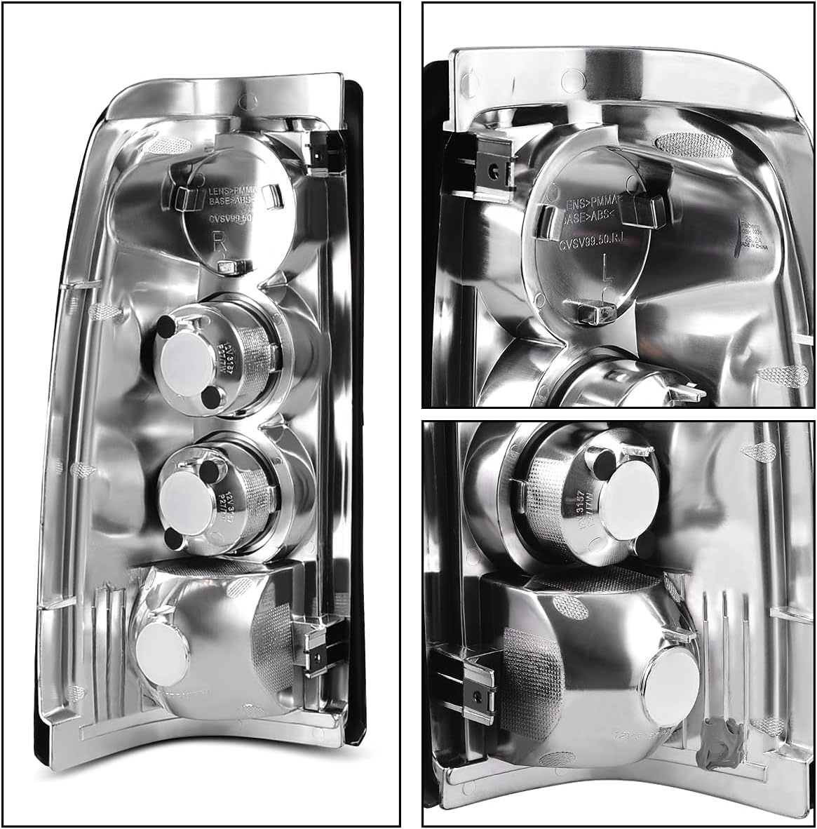 Black Housing Replacement Headlights + Red Lens Taillights Combo P19172