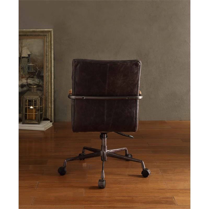 Leather Swivel Office Chair in Antique Ebony Y631