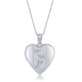 925 Sterling Silver Rhodium Plated Heart Locket Pendant Necklace E301