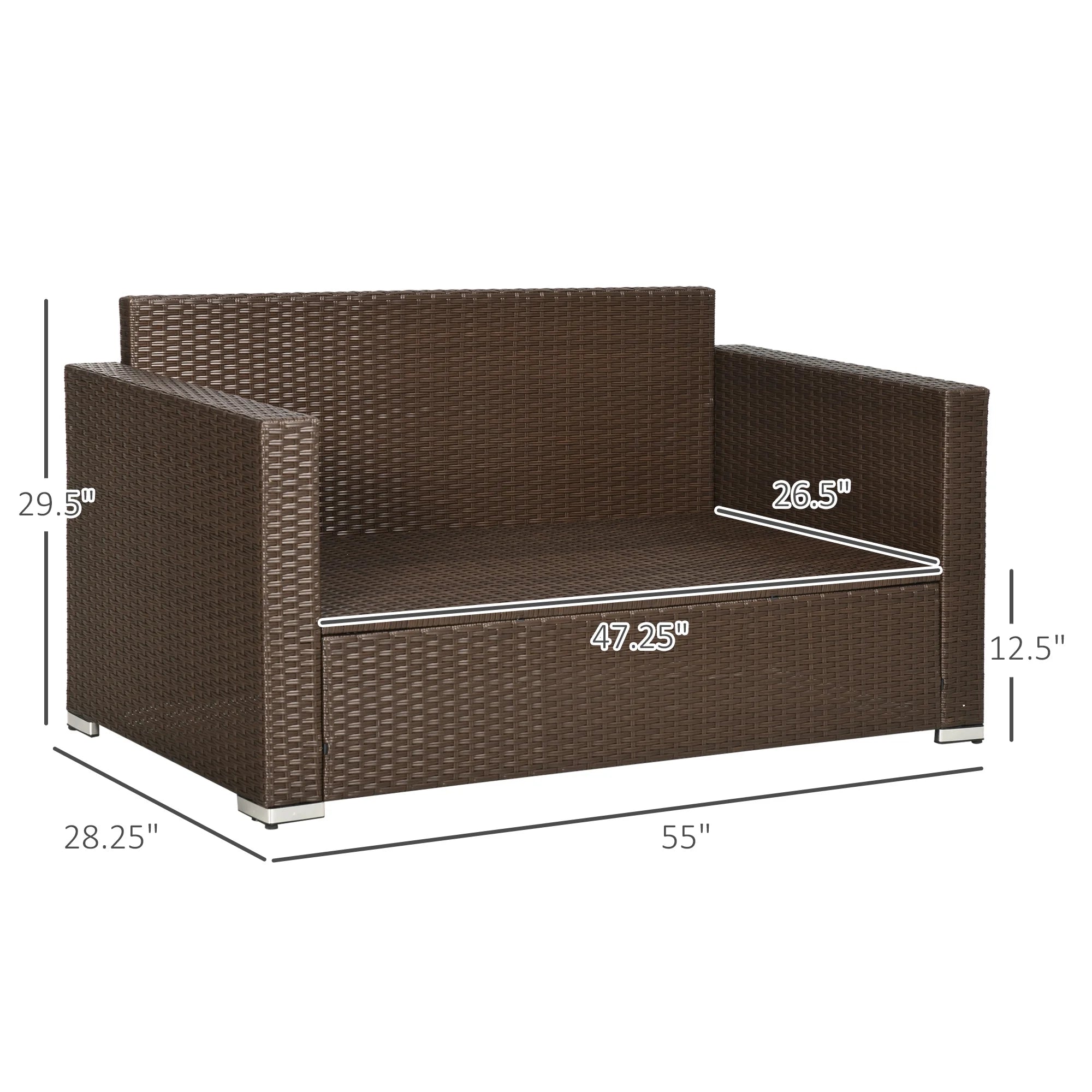 Beige Padded Outdoor Loveseat A5933