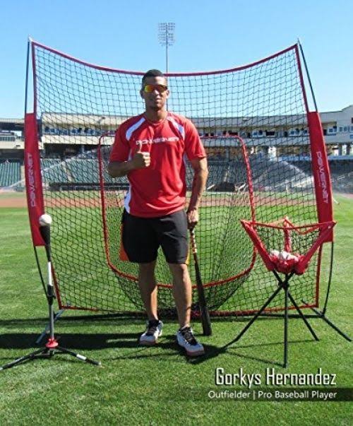 Red Baseball Softball Net with Strike Zone, 3 Training Balls, Tee Ball Caddy E643