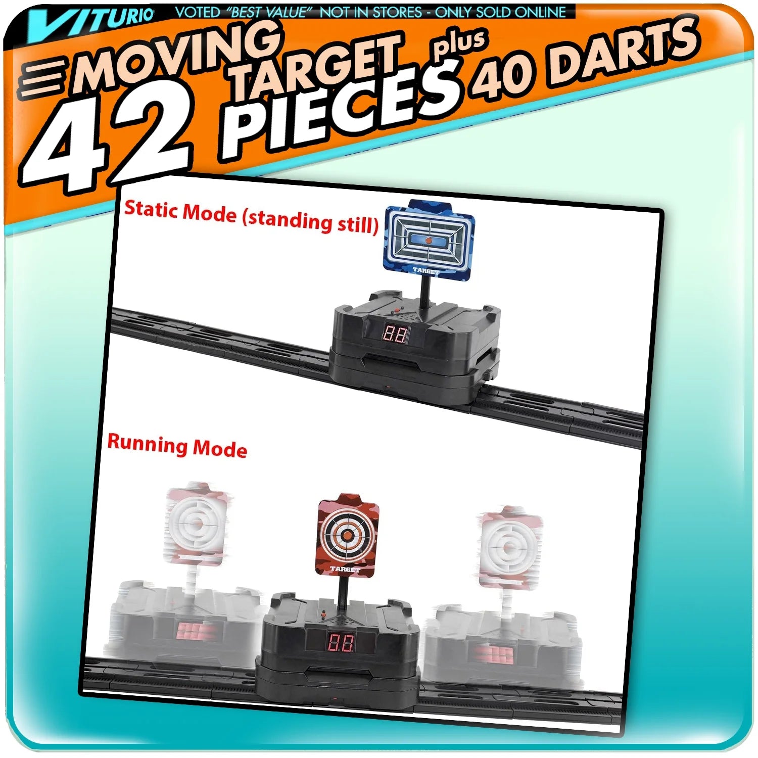 43pc Electronic Digital Moving Target with 40 Soft Darts 2 Wristbands X12776