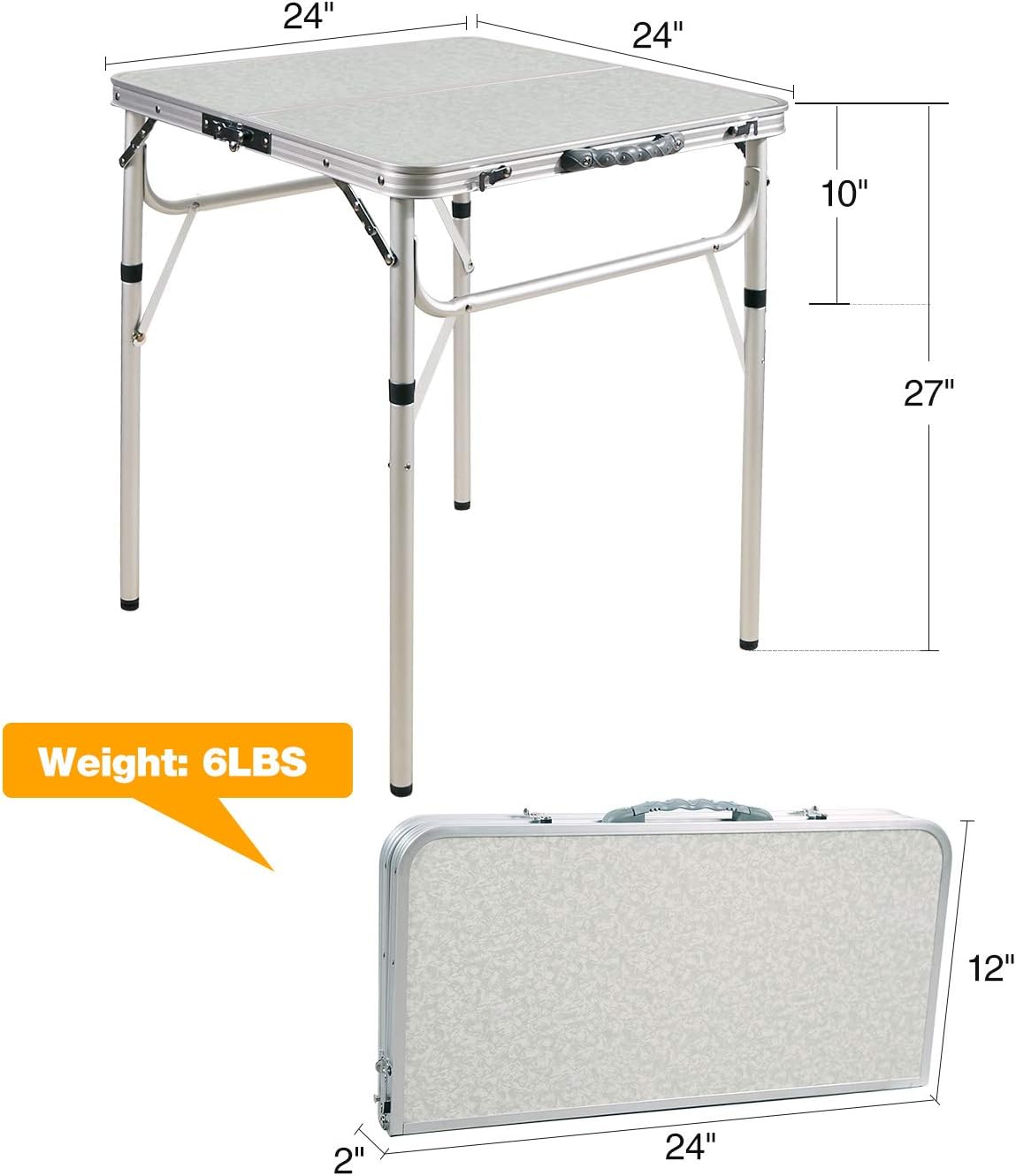 47x24 Folding Camping Table, Aluminum Ultralight Height Adjustable W829710