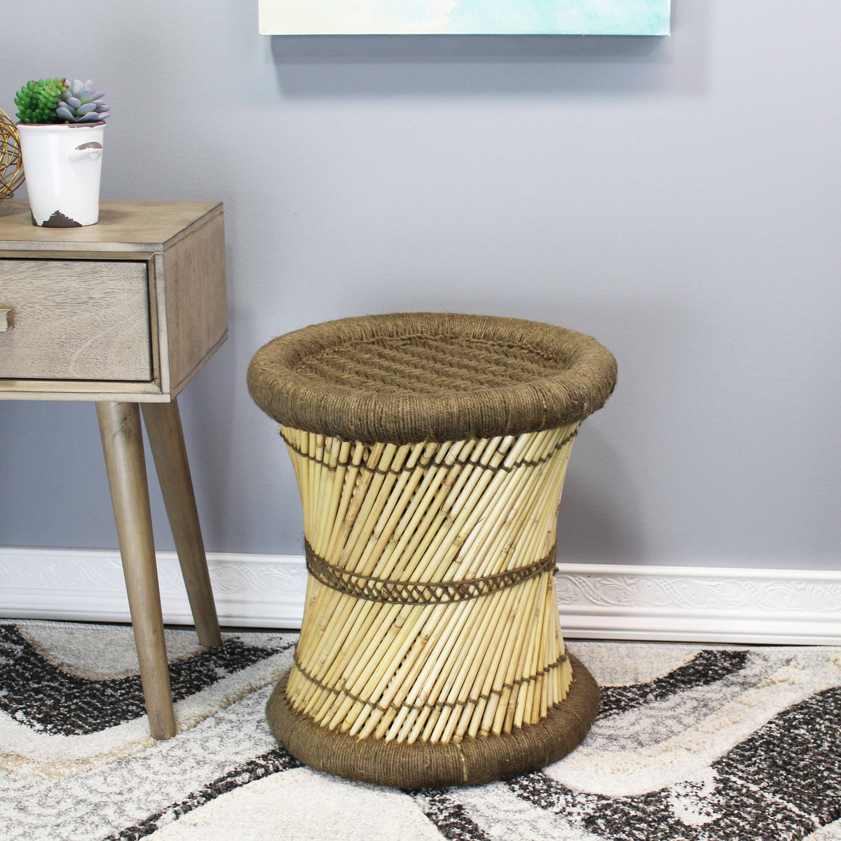 Orange Jute Accent Stool (Set of 2) F79922