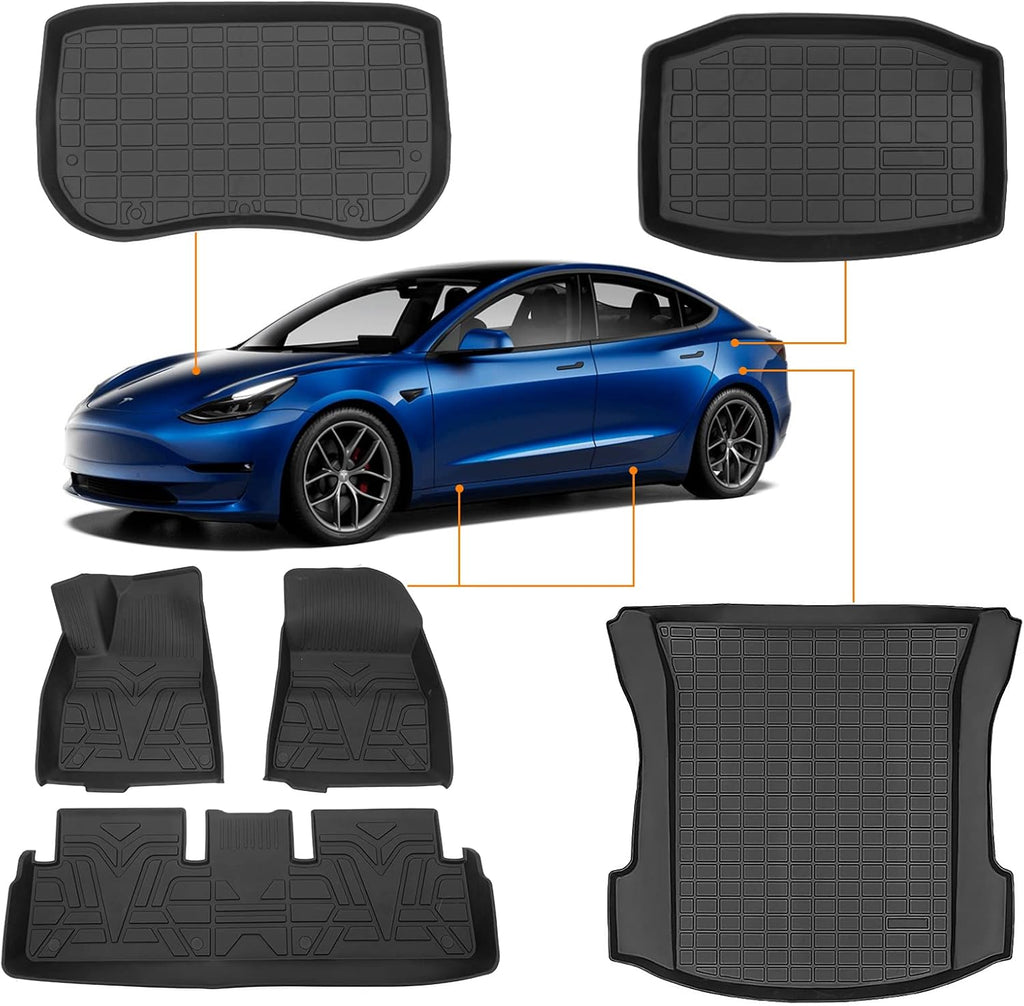 Set of 6 All Weather Frunk Mats for Tesla Model 3 X850621