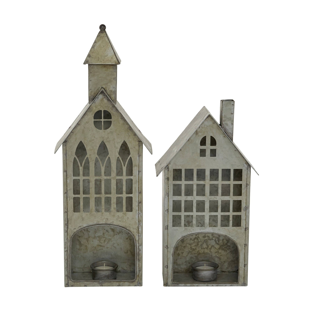 Grey Metal Candle Holder (Set of 2) F881
