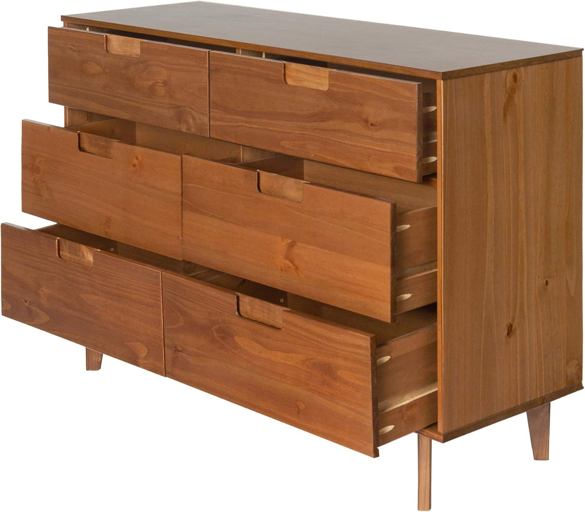 6 Drawer Caramel Wood Dresser B3092