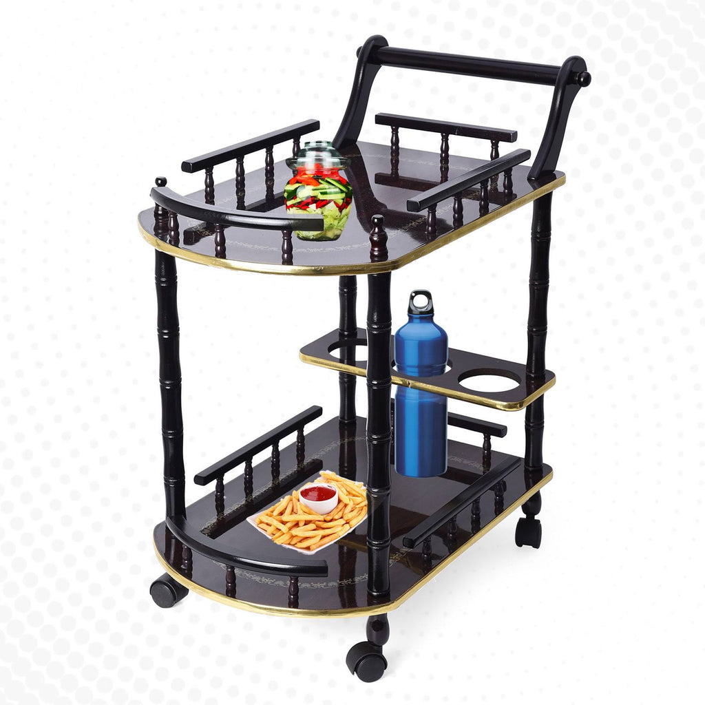 Vintage Wooden 2 Layer Bar Trolley Serving Cart J5864