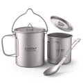 Titanium 3 Pieces Set 750ml Pot 450ml Cup with Lid Folding Spork S9763