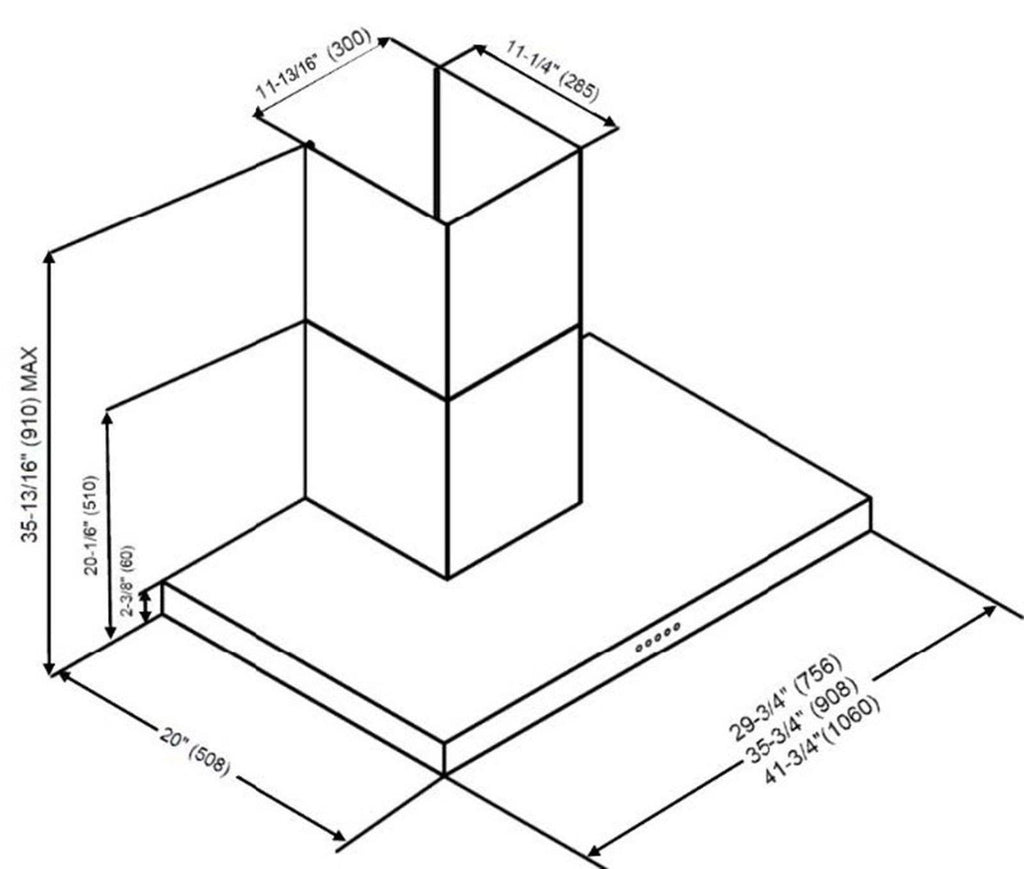 36x22 750 CFM Wall Mount Range Hood T5115