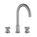 Brushed Nickel Widespread Bathroom Sink Faucet with Metal Cross Handles H19479