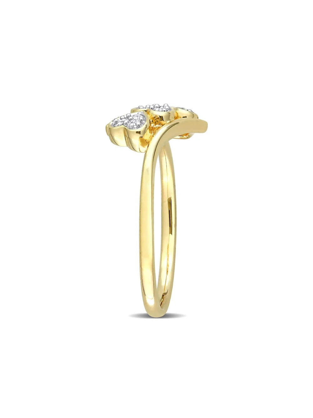 Diamond Triple Heart Bypass Promise Ring in Yellow Plated Silver R93454