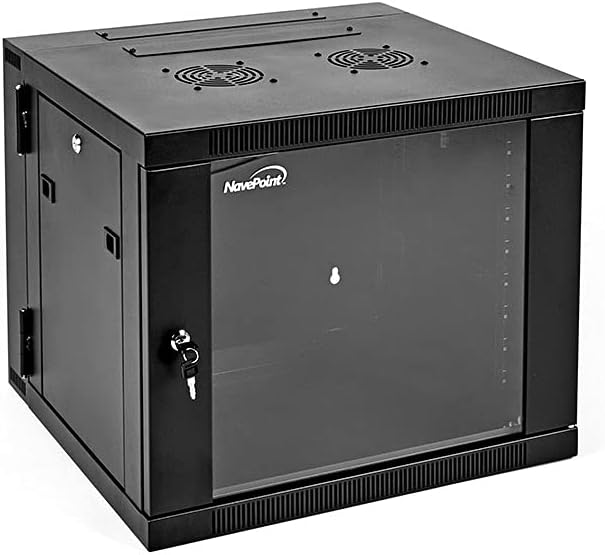 9U Wall-Mount Network Cabinet Enclosure with Hinged Back and Glass Front Door D5767