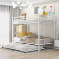 White Metal Twin over Twin Bunk Bed with Trundle R2572