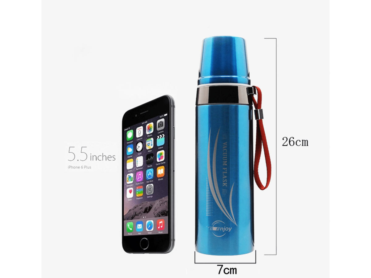750ML Blue Stainless Steel Vacuum Flask Water Bottle W212