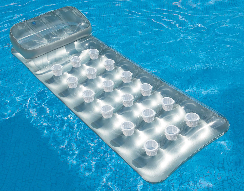 Silver Pool Lounger Float with Headrest B418