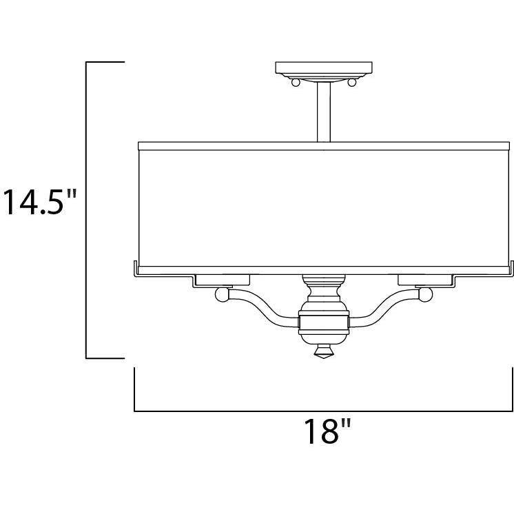 Oil Rubbed Bronze 4-Light Semi-Flush Mount H3017