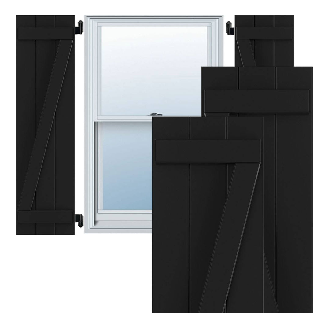 Black PVC Board and Batten Shutters (Per Pair) B8674