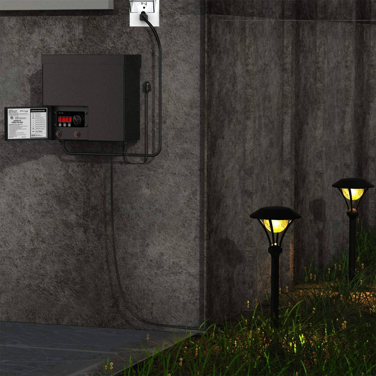 600 Watt Power Pack with Sensor Photo Cell and Weather Shield for Low Voltage Landscape Lighting M274