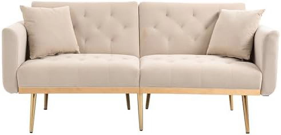 Velvet Loveseat with 7 Gold Metal Legs Z54291
