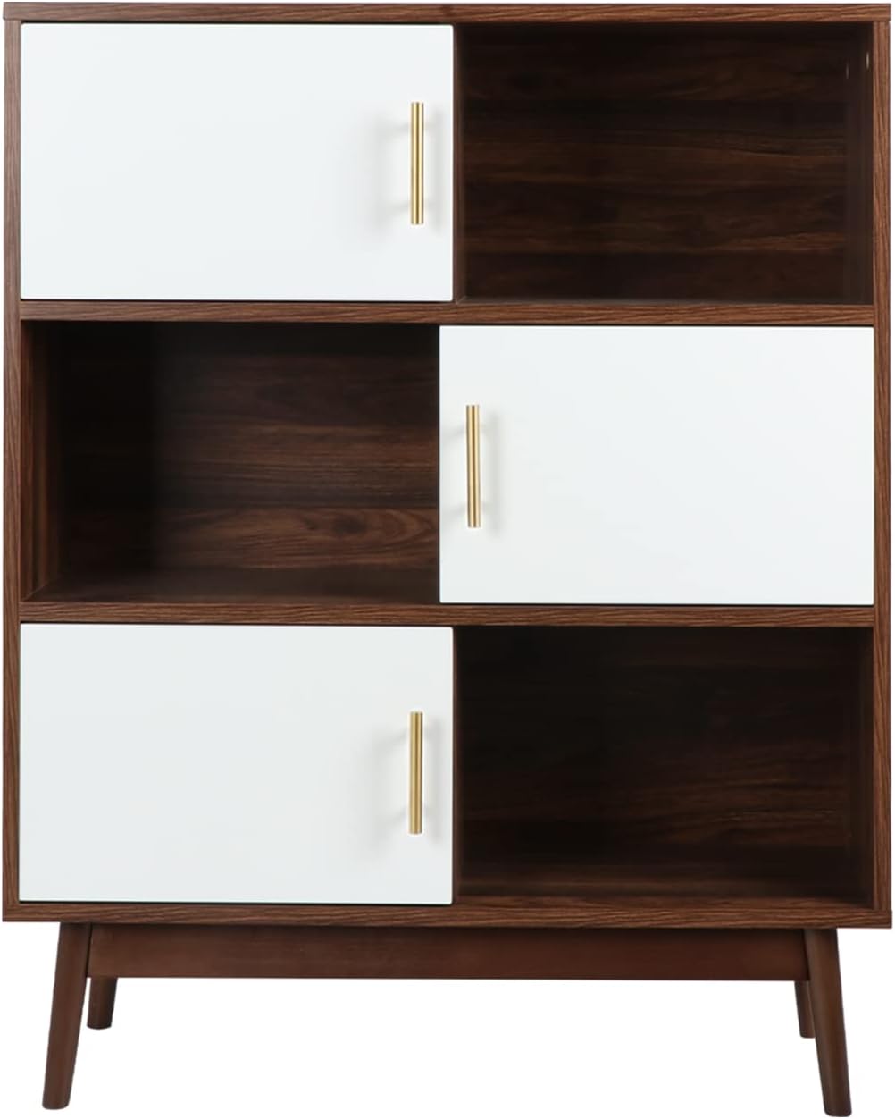 Walnut Storage Cabinet with Doors and Open Shelves Z896928